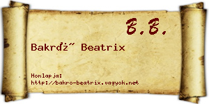 Bakró Beatrix névjegykártya