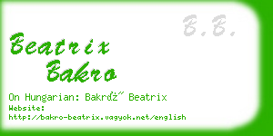 beatrix bakro business card